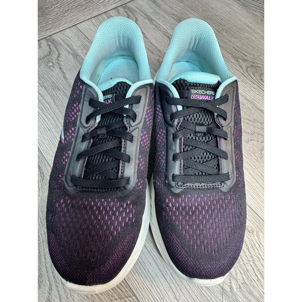 Skechers Slip-ins Go Walk Air Cooled Goga Mat Black Purple Womens 8 Shoes - Picture 8 of 11
